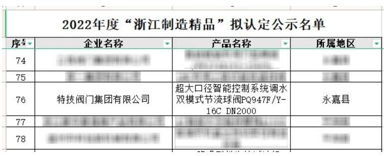 Kaiyun（中国体育）：特技阀门集团“超大口径智能控制系统调水双模式节流球阀”产品成功被认定为“浙江制造精品”(图2)