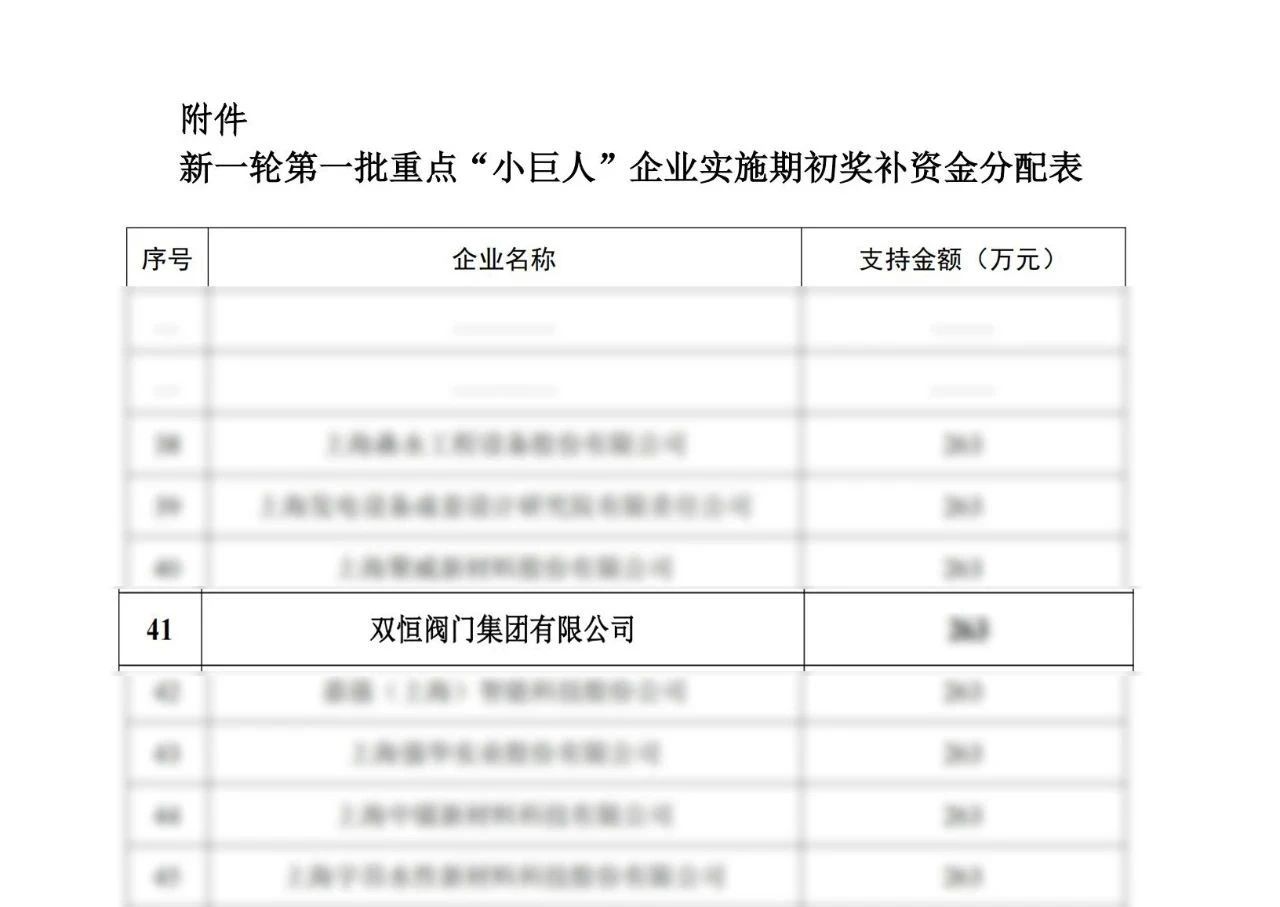 双恒阀门集团入选第一批国家级专精特新重点“小巨人”企业名单(图1)